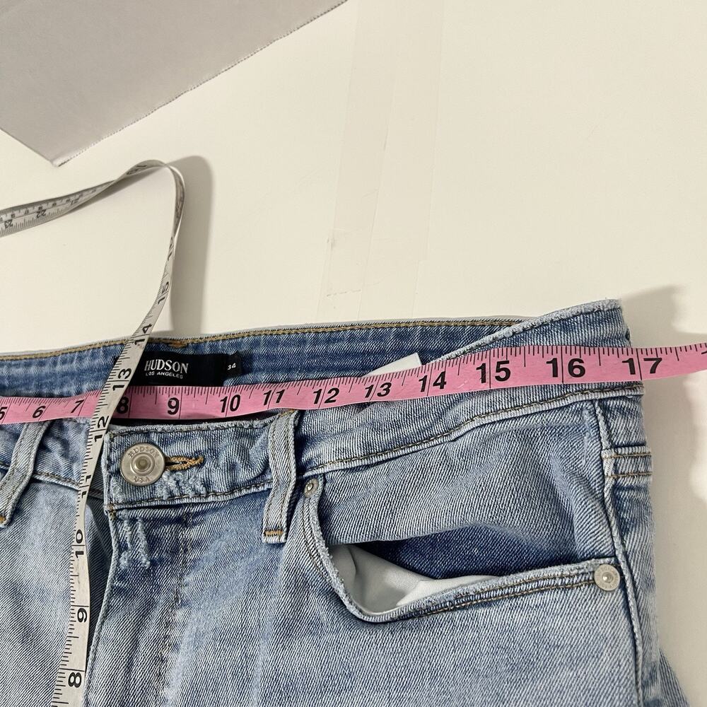 Hudson Barbara High Rise Super Skinny Jeans Blue Women Size 34 Distressed - Picture 10 of 12